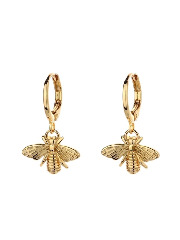 Amy and Annette 14K Gold Plated Bee Huggie Earrings