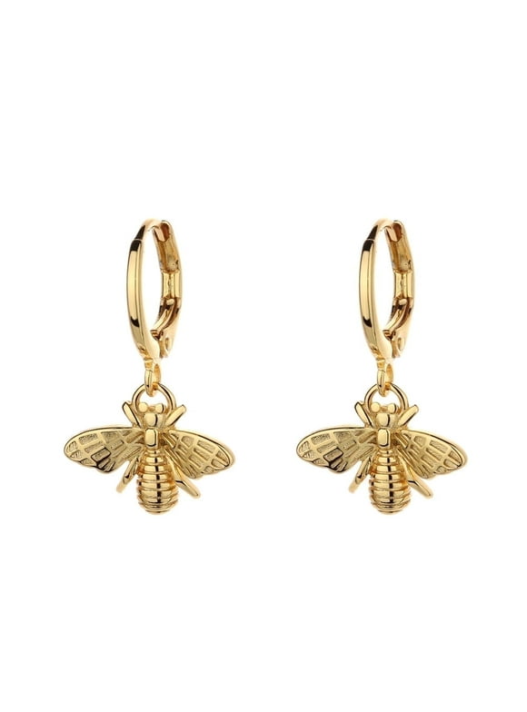 14K Gold Plated Bee Huggie Earrings