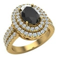thumbnail image 1 of 14K Gold Black Diamond Engagement Rings for women Oval Cut Double Halo Diamond Rings 2.65 carat (G,SI), 1 of 5