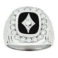 thumbnail image 1 of 14K Gold Black Natural Onyx and Real 1.5 Ctw Diamond Mens Ring (White Gold Size 10.5), 1 of 3