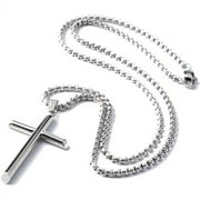 DUBAI COLLECTIONS 14K Gold Box Chain Style Cross Pendant Necklace Solid Plated Clasp for Men,Women,Teens Thin for Charms Miami Cuban Link Diamond Cut 18" - Unisex