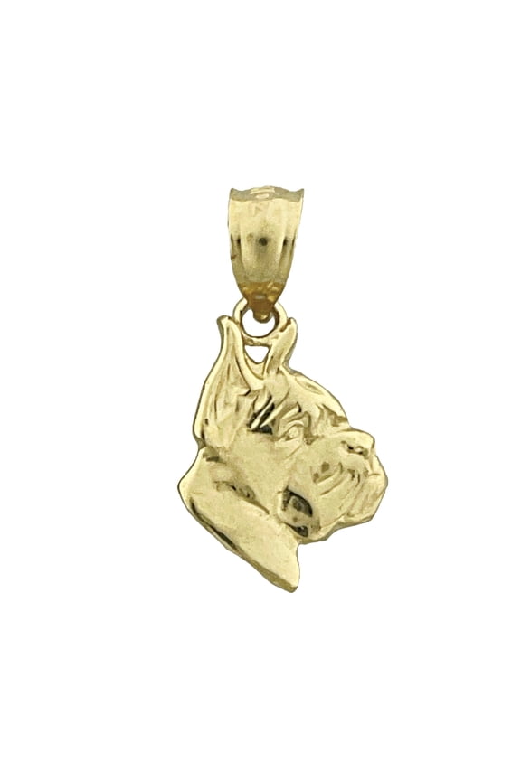 14K Gold Boxer Face Dog Head Charm