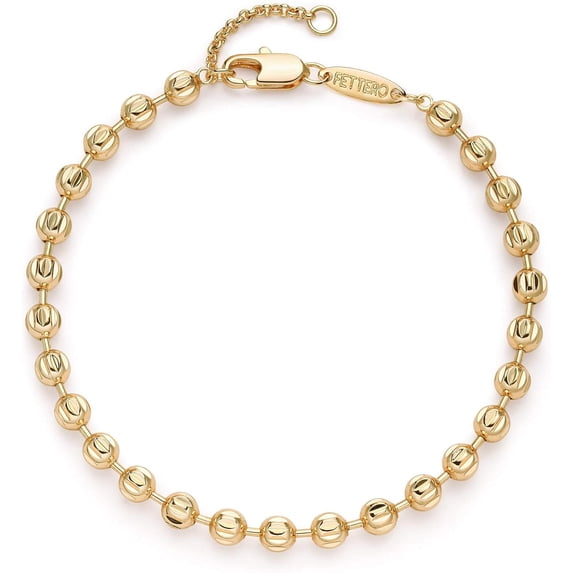 14K Gold Bracelet for Women Gold Plated Bracelet Dainty Chain Gold Beaded Bracelet Paperclip/Curb/Figaro/Satellite Chain Adjustable Bracelet Jewelry Gifts
