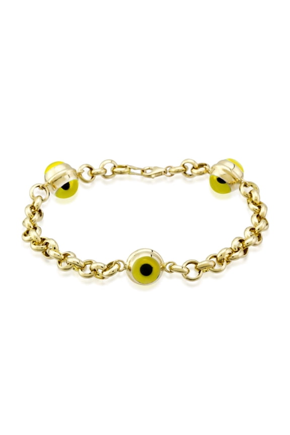 14K Gold Bracelet, Yellow Color, Evil Eye Bracelet, Bracelet For Women, Gift For Her, Gold Chain Bracelet, Evil Eye Beaded, Anniversary Gift