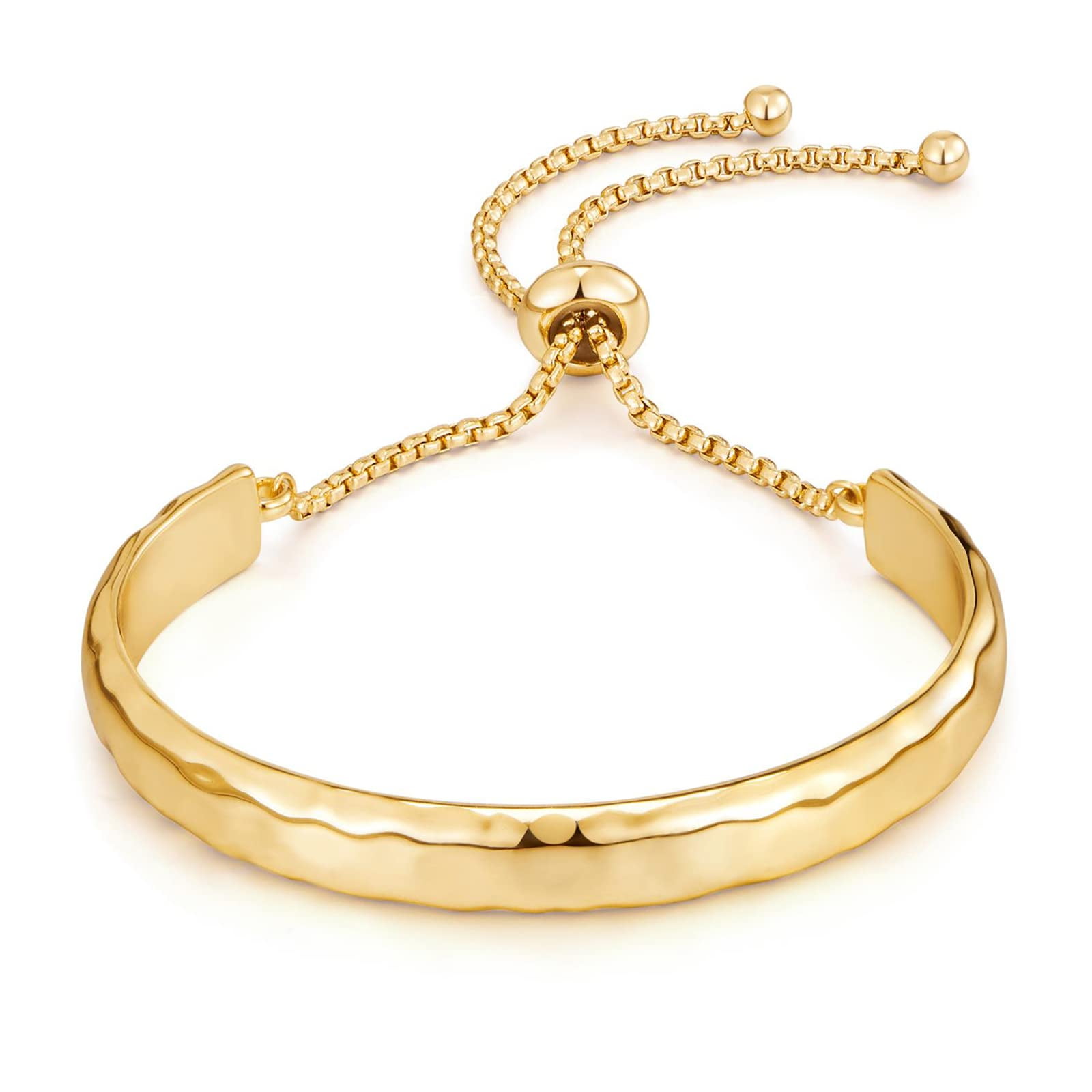 14K Gold Bracelets for Women Gold Bangles Adjustable Slider Bracelet Bangle Bracelets for Women Gold Dainty Cuff Bracelet Girls Minimalist Jewelry|The 14K gold bracelets for women are made of adjusta