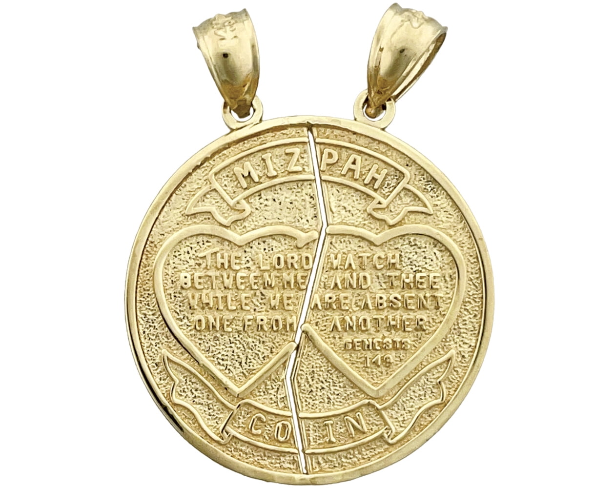 14K Gold Breakable Mizpah Coin Medallion
