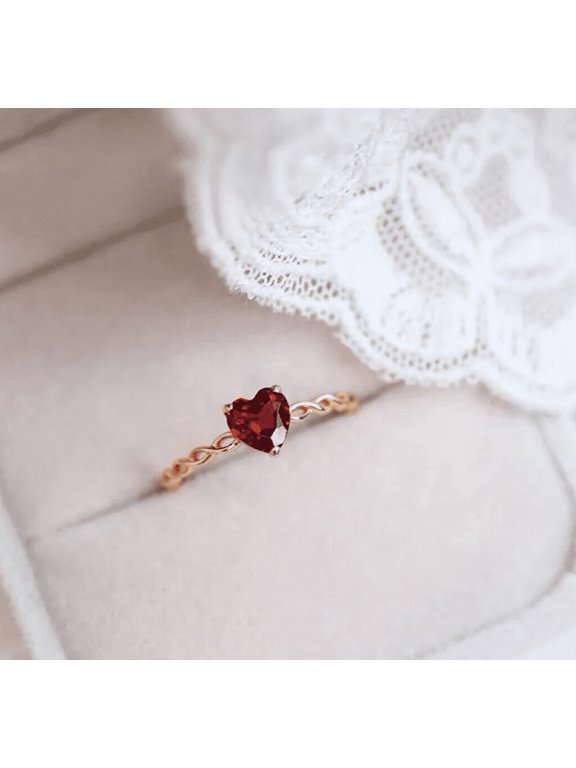 10K Gold Bridal Wedding Engagement Natural Certified Red Garnet Rashi Ratna Ring