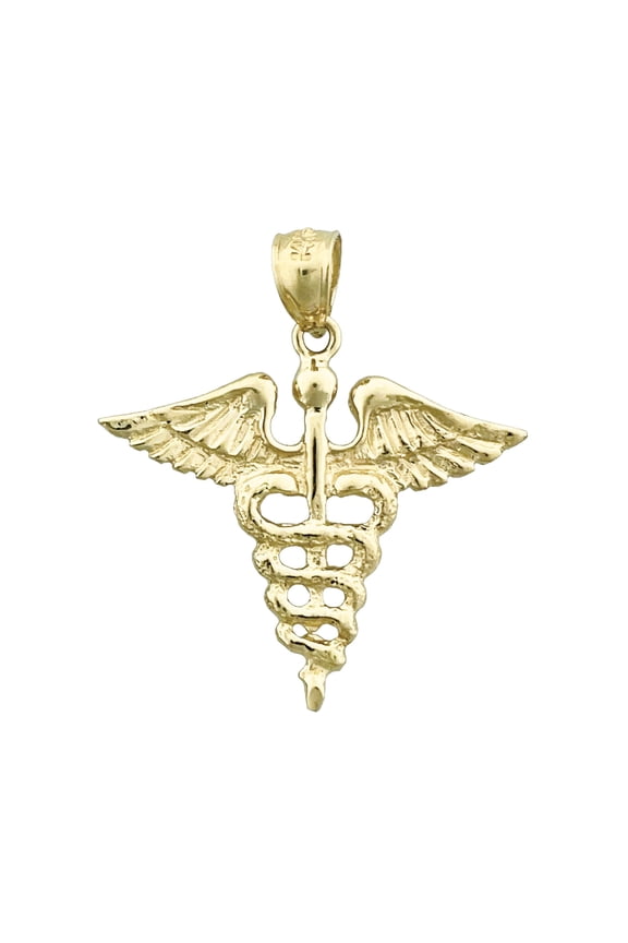 14K Gold Caduceus Pendant