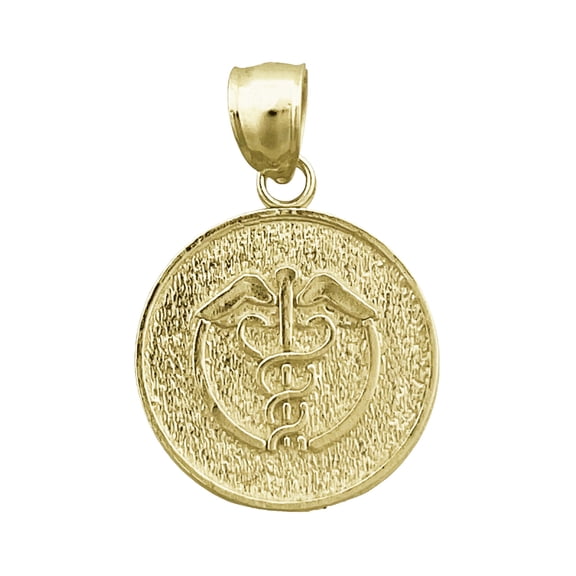 14K Gold Caduceus Symbol Medallion