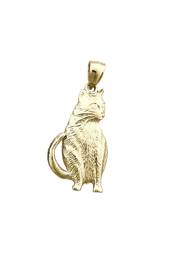 14K Gold Cat Pendant