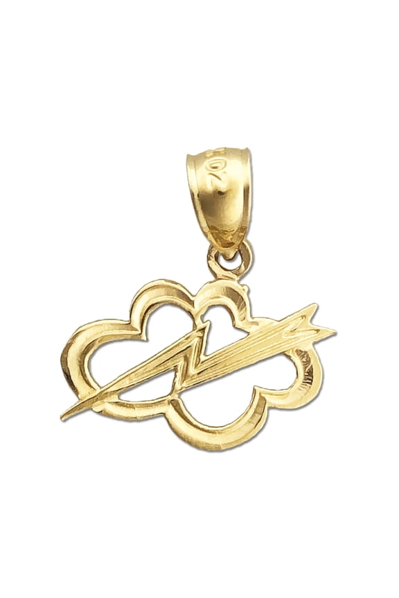 14K Gold Celestial Thunderbolt and Cloud Charm