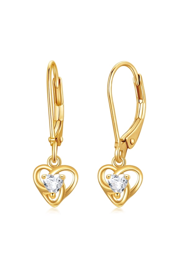 14K Gold Celtic Knot Earrings for Women Gold Heart Leverback Love Drop Dangle Jewelry Birthday Gifts for Wife Mom