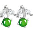 thumbnail image 1 of 14K Gold Cherry Jade Stud Earrings for Women, Icy Jadeite Design, Stunning Gift for Mother on Birthdays, 1 of 5