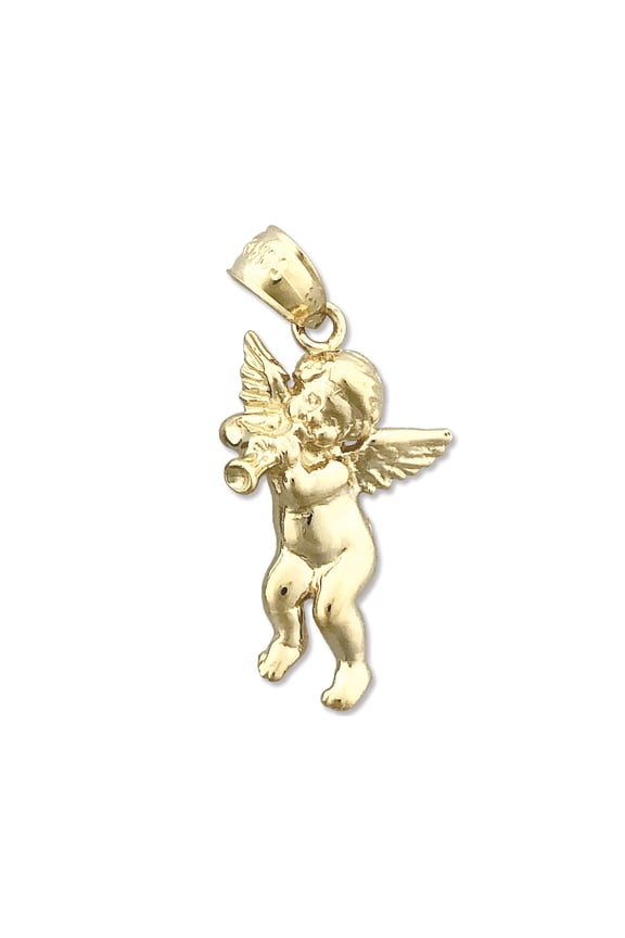 14K Gold Cherub Angel with Trumpet Charm
