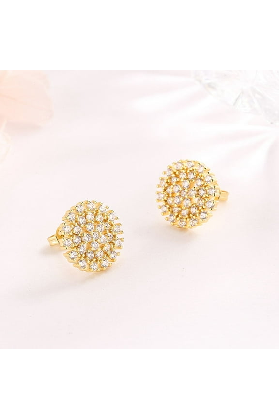 14K Gold Over Sterling Silver Cluster Stud with Crystals