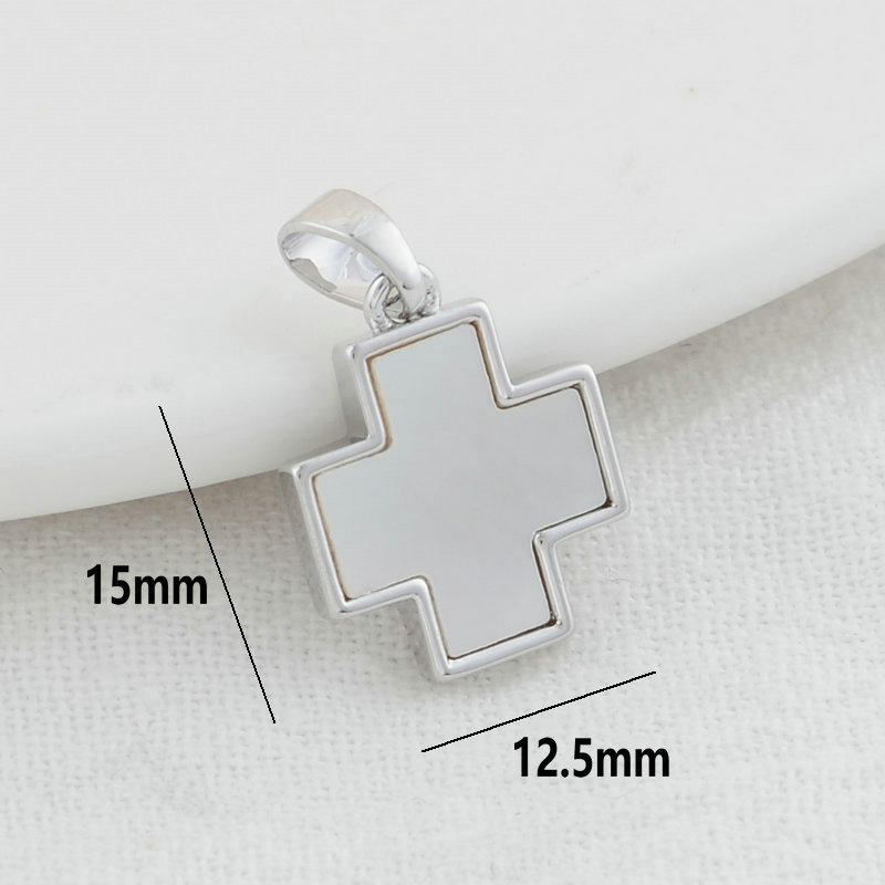 14K Gold Color 12.5*15MM 14K Gold Color Brass with Shell Cross Charms