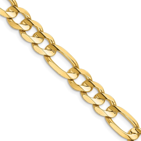 14K Gold Concave Open Figaro Chain 8"