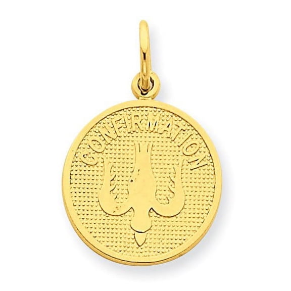 14K Gold Confirmation Holy Spirit Religious Medal - 2/3 Inch X 2/3 Inch in Solid 14K Yellow Gold
