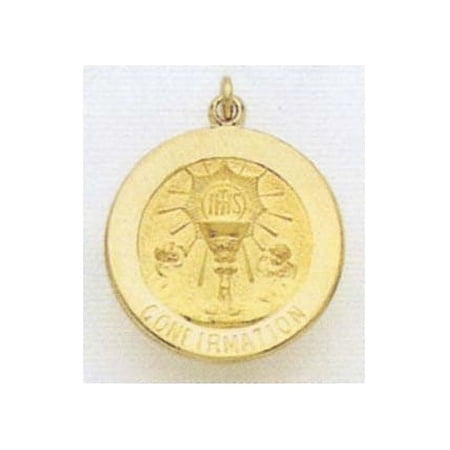 14K Gold Confirmation Religious Medal - 3/4 Inch (18.00mm) Solid 14K Yellow Gold