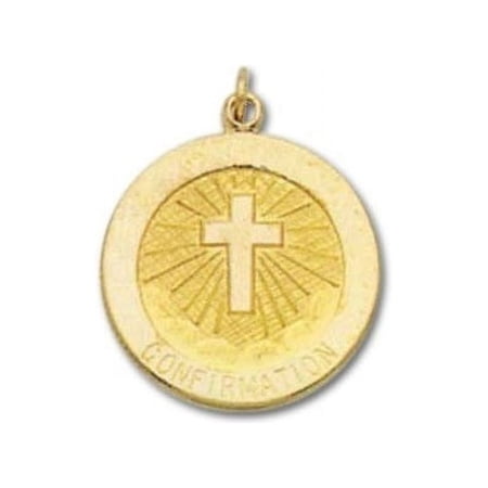 14K Gold Confirmation Religious Medal - Just Under 3/4 Inch (18.0mm) Solid 14K Yellow Gold
