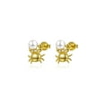 thumbnail image 1 of 14K Gold Plated Crab Pearl Stud Earrings for Women, 925 Sterling Silver Freshwater Pearl Sea Life Post Earrings Summer Beach Jewelry Birthday Christmas Gifts for Her Women Mom Wife, 1 of 11