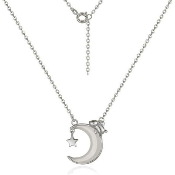 14K Gold Crescent Jade Necklace, Rabbit Jade Pendant Necklace, Women's Day, Birthday Gift for Wife, Girlfriend