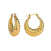 ZETSHION Croissant Twisted Chunky Hoop Earrings Thick Huggied for Women Girls