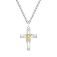 thumbnail image 1 of 14K Gold Cross with Genuine Diamond on Stainless Steel Polished Cross, 24" Chain Pendant Necklace, Religious Men's Jewelry, 1 of 2