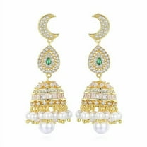 14K Gold Crystal Pearl Chandelier Earrings for Women,Luxury Court Style Freshwater Pearl Tassel Drop Earrings,Fashion Earrings Jewelry Gift for Her