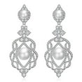 thumbnail image 1 of 14K Gold Crystal Pearl Chandelier Women Earrings, Freshwater Pearl and Moissanite Tassel Design Drop Earrings, Fashion Jewelry Gifts for Mom, Girlfriend, Wife, 1 of 6