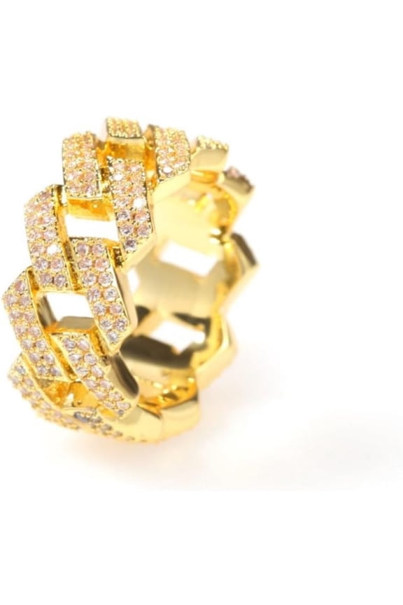 14K Gold Cuban Promise Ring for Men, Geometric Moissanite Design with Sharp Arrow, Statement for the Bold