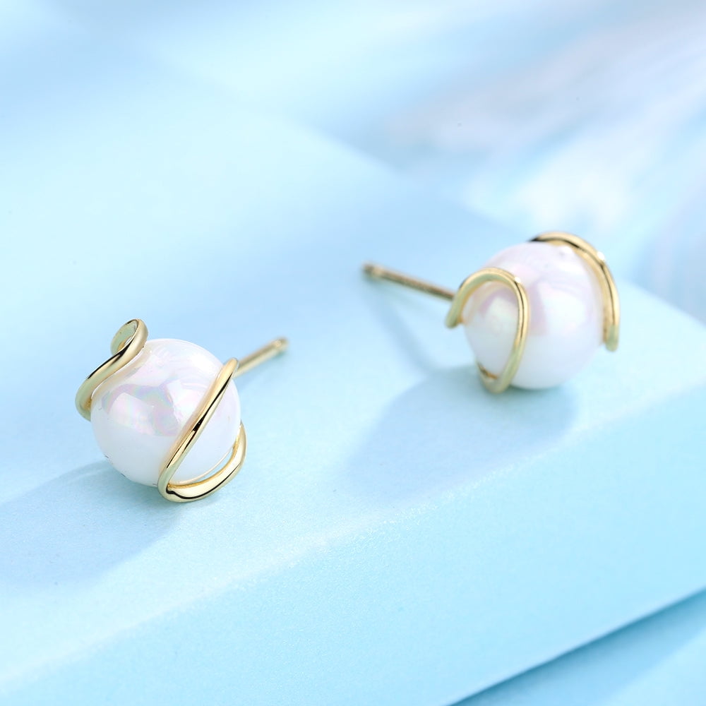 14k online Caged Pearl Earrings