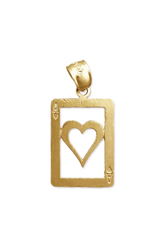 14K Gold Cutout Ace of Hearts Charm