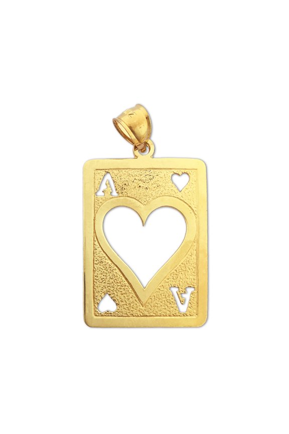 14K Gold Cutout Ace of Hearts Pendant