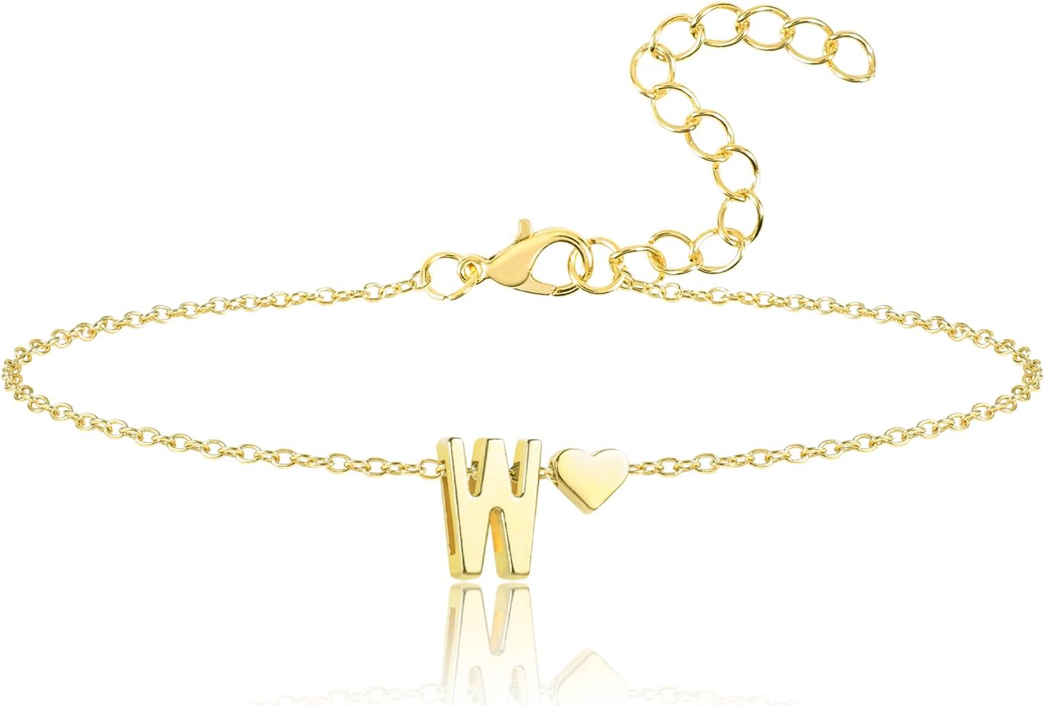 14K Gold Dainty Initial Bracelets For Women Gold Plated Letter Chain