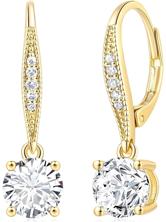 14K Gold Dangle Earrings CZ Hoop Earrings for Women Hypoallergenic Earrings Dangly Earrings 14K Gold Plated Earrings Dangle for Women Birthday Gifts Anniversary Christmas Gifts for Her Women