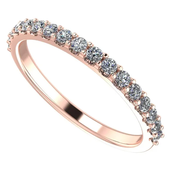 14K Gold Diamond Wedding Band made w/ Lab Grown Diamonds, G-Color & VS-SI Clarity - Rose Gold Size 10