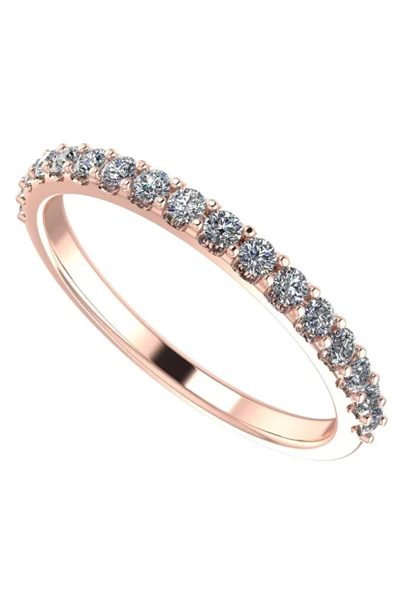 14K Gold Diamond Wedding Band made w/ Lab Grown Diamonds, G-Color & VS-SI Clarity - Rose Gold Size 7