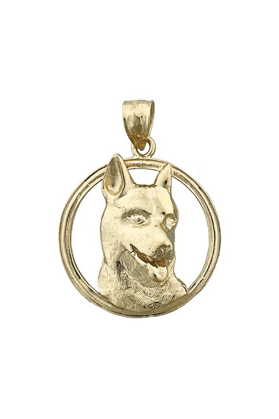14K Gold Dog Face Pendant