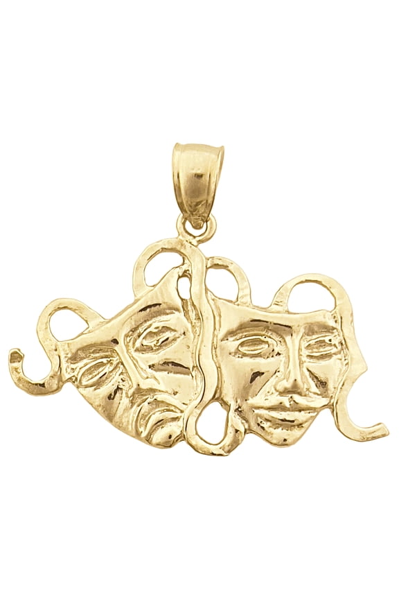 14K Gold Drama Mask, Laugh Now, Cry Later Pendant