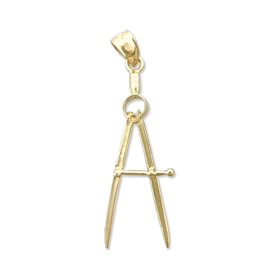 14K Gold Drawing Compass Pendant