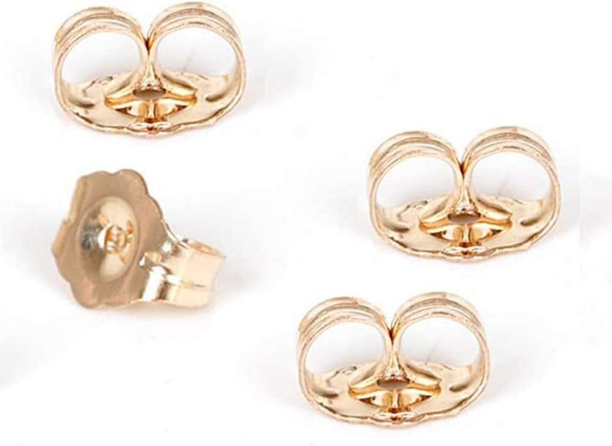 14K Gold Earring Backs - 12 Piece Replacement Earring Backs for Stud Ear Rings 6 Pairs