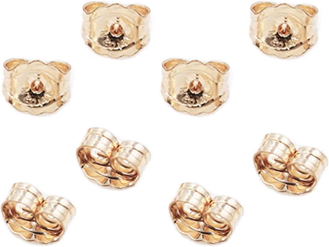 14K Gold Earring Backs - 5mm Secure Replacement Stoppers For Studs & Hoops (4 Pieces)