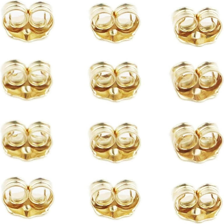 flat earring backs,18k gold earring backs for studs,Gold earring stoppers,1  pair