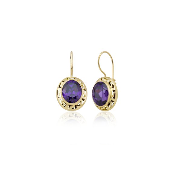 14K Gold Earrings, Gold Earrings, Purple Color, Earlob Earrings, Surprise Gift, Gift For Her, Gift For Women, Gift For Mom, Birthday Gift