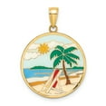 thumbnail image 1 of 14K Gold Enamel Beach Scene on Round Disc Charm, 1 of 4