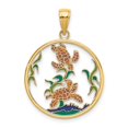 thumbnail image 1 of 14K Gold Enamel Sea Turtles In Circle Charm, 1 of 4