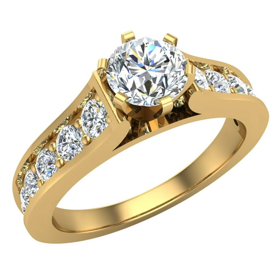 14K Gold Engagement Rings 1.00 CT TW Diamond Ring Gift Box Authenticity Cards Riviera Shank