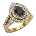 thumbnail image 1 of 14K Gold Engagement Rings for Women Pear Cut Black Diamond Double Halo Rings 2.90 carat (G,SI), 1 of 5