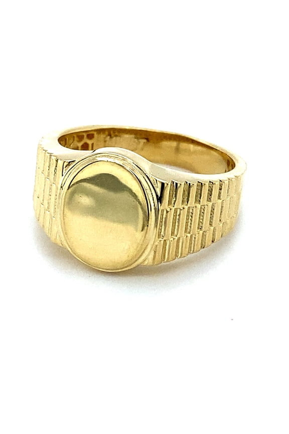 14K Gold Engravable Oval Ring